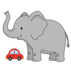  Big Elephant and the little red car