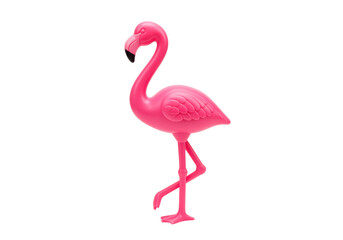 Isolated pink flamingo lawn ornament on a white surface ideal for summer party decorations