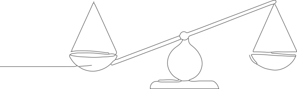 Simple Outline Unbalanced Scale of Justice and Law Illustration