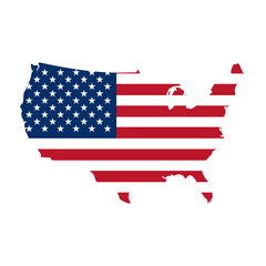 USA map illustration. United States map filled with the American flag vector illustration. Patriotic design showing national identity and sovereignty symbol. Country shape sign. American map pictogram
