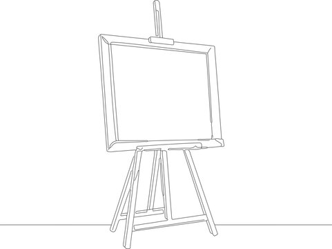 Minimalist Line Art Wooden Easel with Blank Canvas Illustration