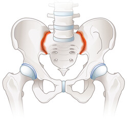 Sacroiliac joint pain. Illustration