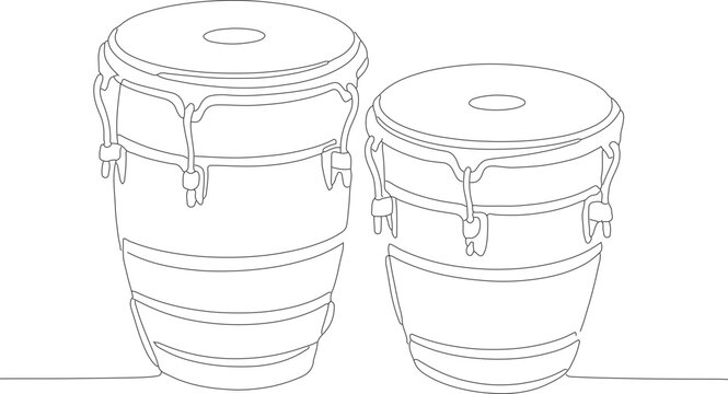 Continuous Line Art Two Conga Drum Percussion Instrument Musical Equipment