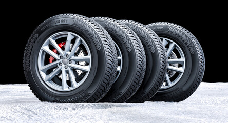 3d Winter tires alloy wheels snow