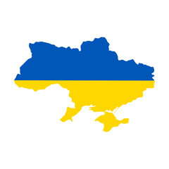 Ukraine map icon. Silhouette of Ukraine with national flag colors vector illustration. Political and geographic country outline symbol. National independence and unity sign. State pictogram.