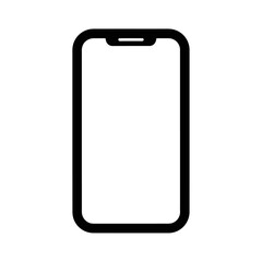 A simple black and white line drawing of a modern smartphone.