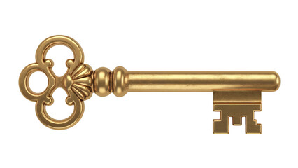 Unlock your dreams with this stunning golden antique key, symbolizing opportunity, access, and timeless elegance for your creative projects and designs isolated on white or transparent png.