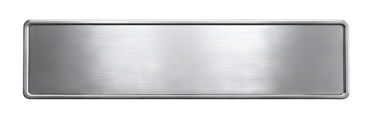 Fototapeta na wymiar Brushed metal rectangular nameplate with rounded corners, isolated on transparent cutout background Fototapeta na wymiar Brushed metal rectangular nameplate with rounded corners, isolated on transparent cutout background