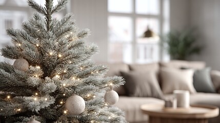 A Christmas tree decorated with glowing lights radiating pure holiday spirit  
