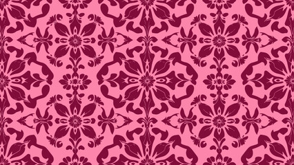 Fototapeta premium Seamless Victorian damask vector background with decorative antique floral motifs