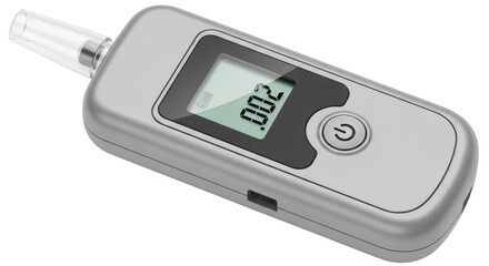 Isolated breathalyzer device for personal use, showing low alcohol level and ready button