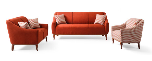 Modern furniture set isolated on white background .