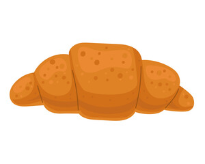 Fresh baked croissant in flat style. French bakery illustration with highlights and shadows. Isolated vector image on white background for breakfast design or menus.