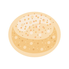 Round bread bun with highlights and shading. Vector flat illustration of simple bakery snack. Isolated on white background for menus and playful projects