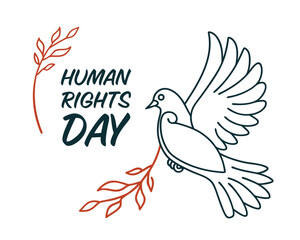 Fototapeta premium Human Rights Day Illustration with Dove of Peace and Olive Branch for Social Justice and Equality Awareness Campaign