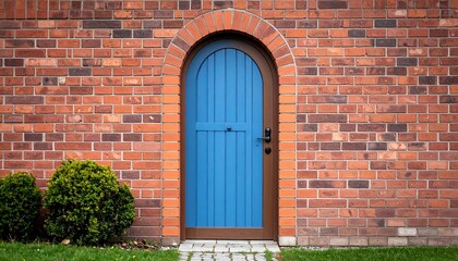 Blue door in brick wall
