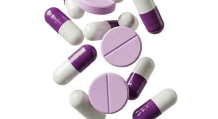 Isolated pills and capsules, pharmaceutical medication for health care, clinical medicine