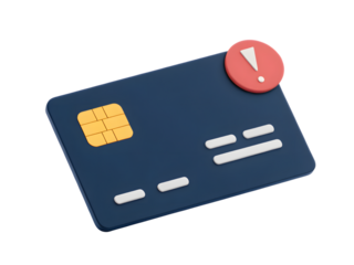 Credit card with notification isolated on transparent background