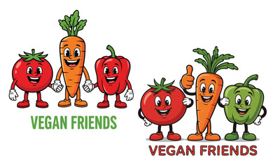 Funny Vegetable Characters for Vegan Food - Healthy Kids Design