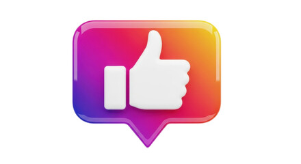 Isolated thumbs up social media icon with gradient fill in app-like glossy design format