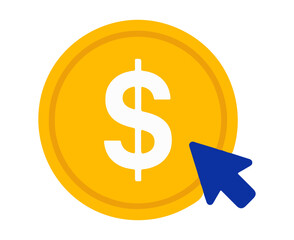 Click Dollar Icon – Symbol of Online Payment, Digital Transaction, and E-Commerce Interaction