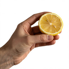 Freshly sliced lemon in hand ready to add a burst of citrus flavor to your beverage or culinary masterpiece now