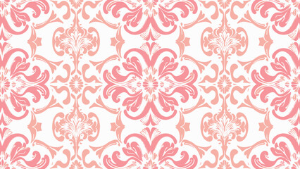 Floral pattern. Wallpaper baroque, damask. Seamless vector background. Pink and white ornament
