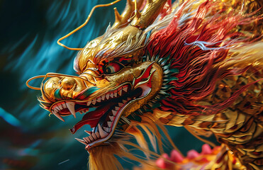 Chinese dragon in the style of camera tossing yellow