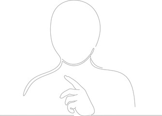 Minimalist Line Art Silhouette Person Pointing Finger Gesture Illustration
