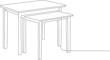 Minimalist Outline Nesting Table Illustration Furniture Decorative Elements