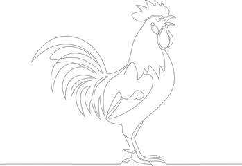 Continuous Line Art Rooster Bird Animal Farm Graphic
