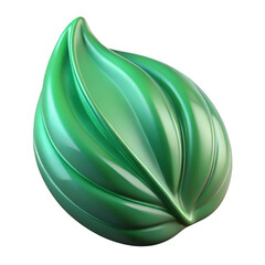 Elegant green abstract bud with smooth lines and light reflections detailed design 3d illustration isolated on transparent background