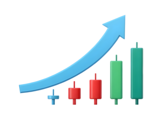 Stock market chart with an upward trend isolated on transparent background