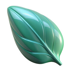 Shiny green leaf close up render depicting growth and natural elements detailed leaf design 3d illustration isolated on transparent background