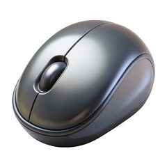 Metallic silver computer mouse peripheral device for desktop or laptop connection technology innovation tool 3d illustration isolated on transparent background