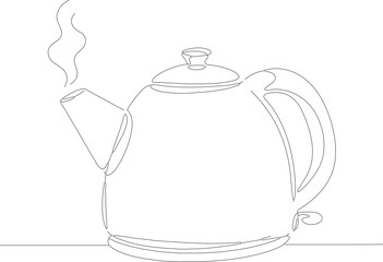Simple Outline Continuous Line Drawing Kettle for Hot Water Preparation