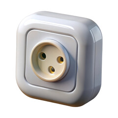 White european electrical outlet power socket detail for europlug with three holes 3d illustration isolated on transparent background