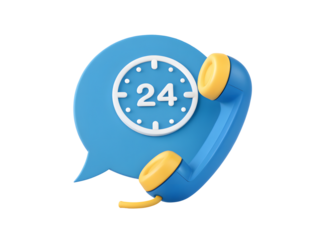 24 hour support isolated on transparent background, customer service concept