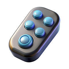 Gamepad controller with blue buttons for retro gaming experience design element 3d illustration isolated on transparent background