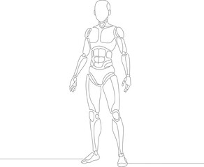 Detailed Outline Cyborg Artificial Mannequin Body Robot Illustration Design