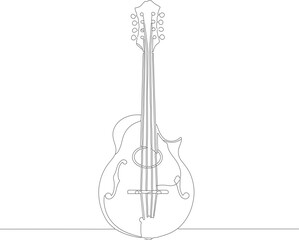 Fototapeta premium Outline Handdrawn Intricate Mandolin Musical Instrument Stringed Instrument Detailed Illustration