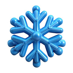 Blue winter snowflake elegant frost crystal design holiday season decoration celebration element minimalist style 3d illustration isolated on transparent background