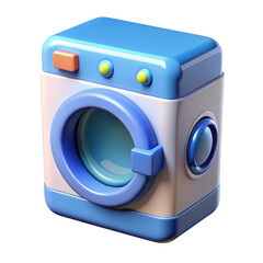 Cartoon washing machine laundry appliance home cleaning essential modern design 3d illustration isolated on transparent background