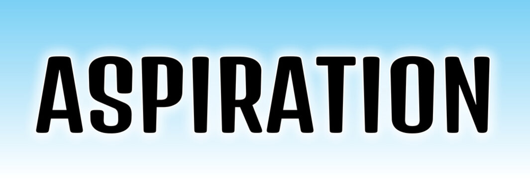Aspiration Typography with Blue-to-White Gradient Glow — Bold Black Capital Letters Centered on Light-Inspired Background for Motivation, Personal Growth, Branding, or Inspirational Visual Concepts
