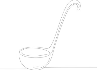 Minimalist Single Line Drawing Ladle Kitchen Utensil Cooking Tool Illustration