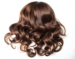 Fototapeta premium Wavy brown hair piece on white background