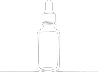 Minimalist Outline Essential Oil Bottle with Dropper Cosmetics Illustration