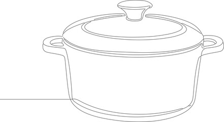 Minimalist Outline Cooking Pot Line Art Kitchen Utensil Illustration
