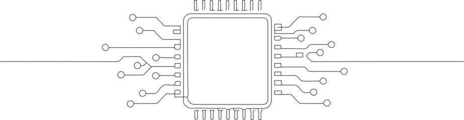 Simple Outline Microchip Circuit Board Technology Illustration Component Isolated Element