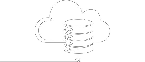 Simple Outline Cloud Database Server Connection Storage System Icon